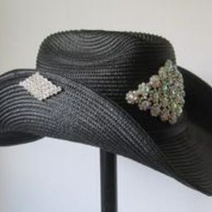 Crystal diamond applique black Cowgirl hat